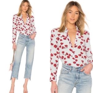 Equipment Femme Leema Silk Cool Breeze Floral Print Button Up Blouse Siz…